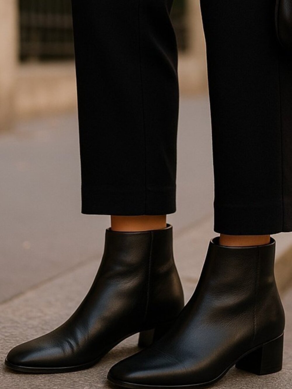 VIA SPIGA VINTAGE Y2K Black Leather Ankle Boots 37.5 7 Minimalist Industrial